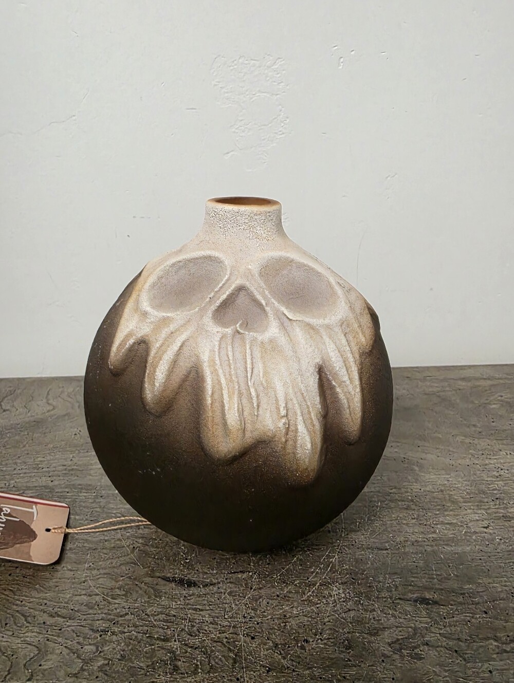 Tahua Viral Halloween SMALL Skull Poison Bottle Handmade Vase 7" - Picture 3 of 4